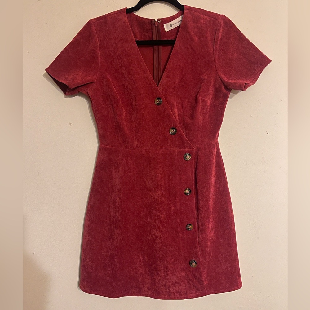 Little Red Foe Buttoned Dress